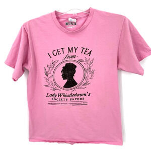 Bridgerton Lady Whistledown Netflix Graphic Tee Pink Medium